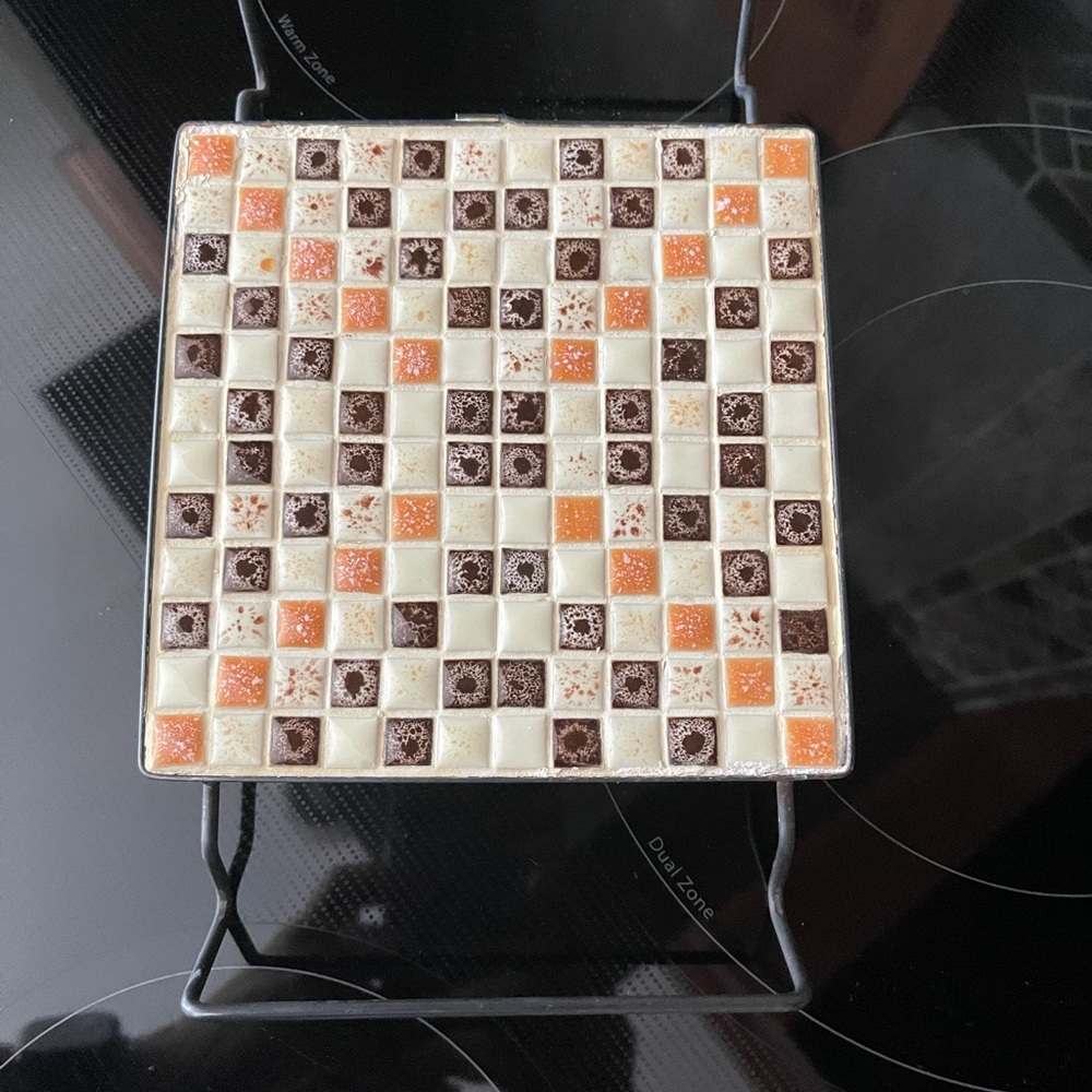 MCM Mosaic Tile Trivet in Orange, Brown, and Cream